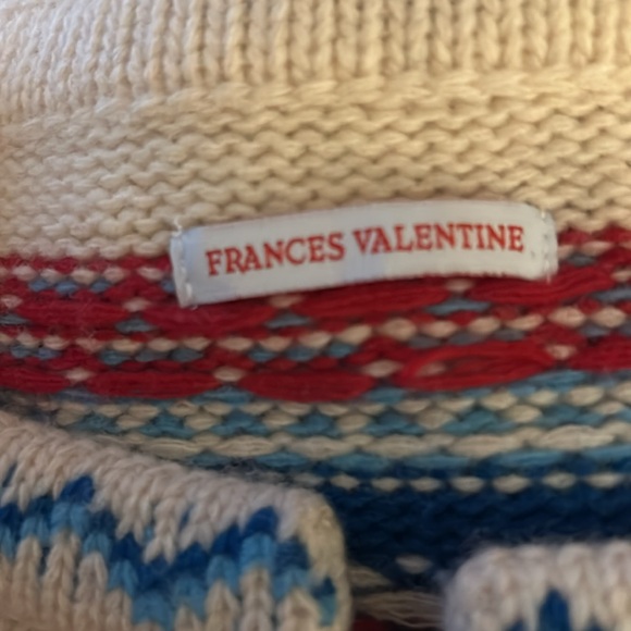 Frances Valentine Fairisle Cardigan Red & Blue Like New Sz. Lg - Picture 6 of 8
